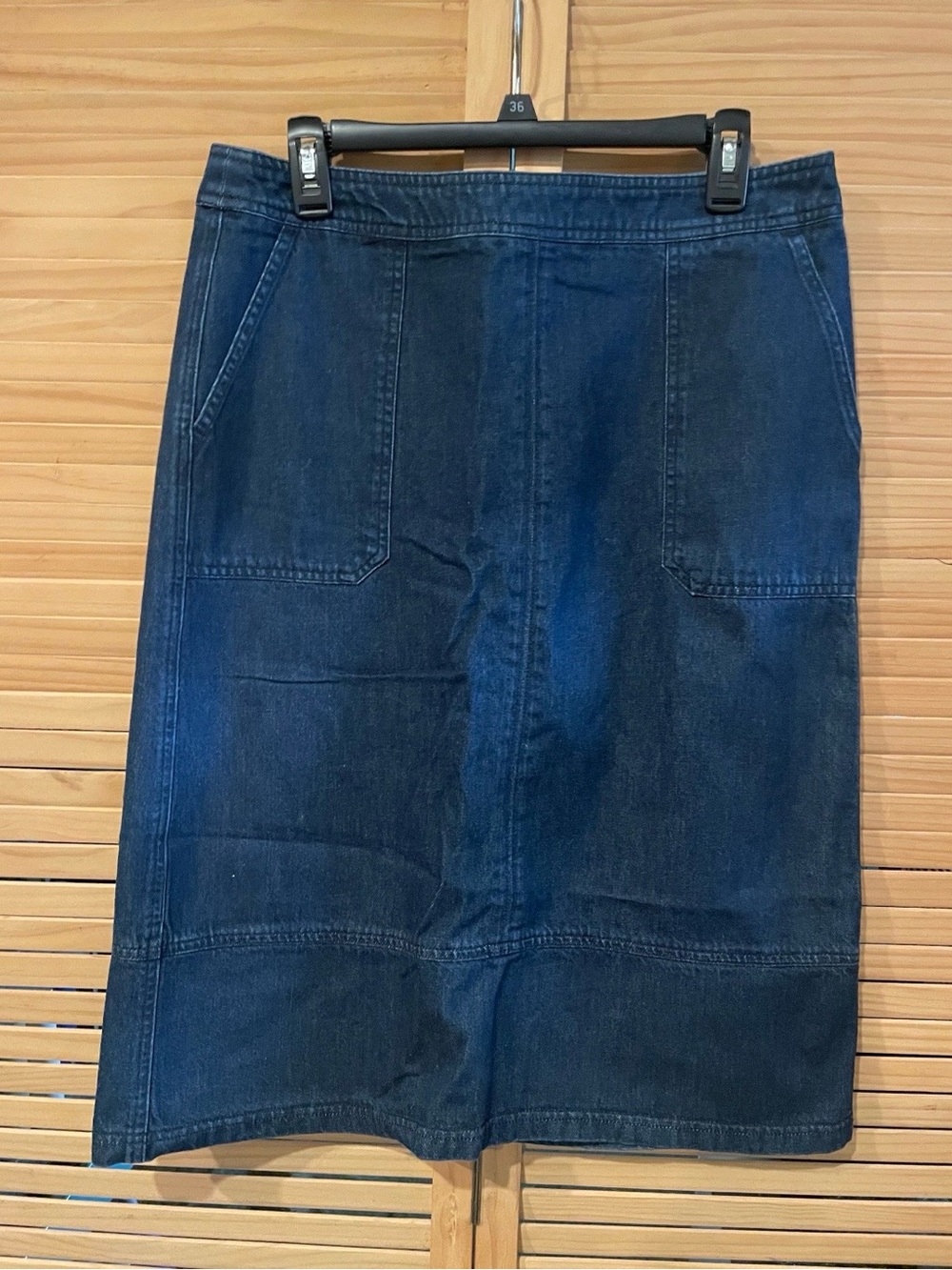 Boden Classic Dark Blue Denim Midi Skirt